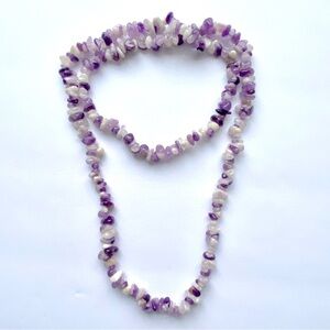 Tumbled Amethyst Continuous Loop Beaded Necklace